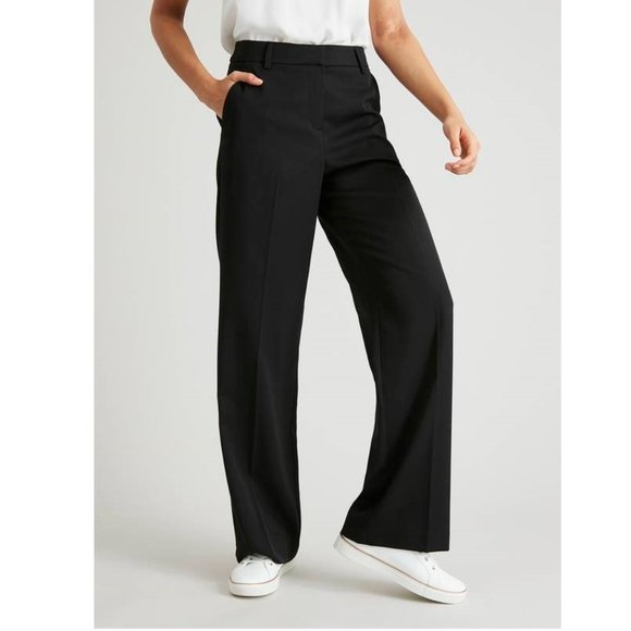 NWT Lands End Womens Mid Rise Wide Leg Unhemmed Pants Black Size 6 28W $80 FF37 - Picture 1 of 1